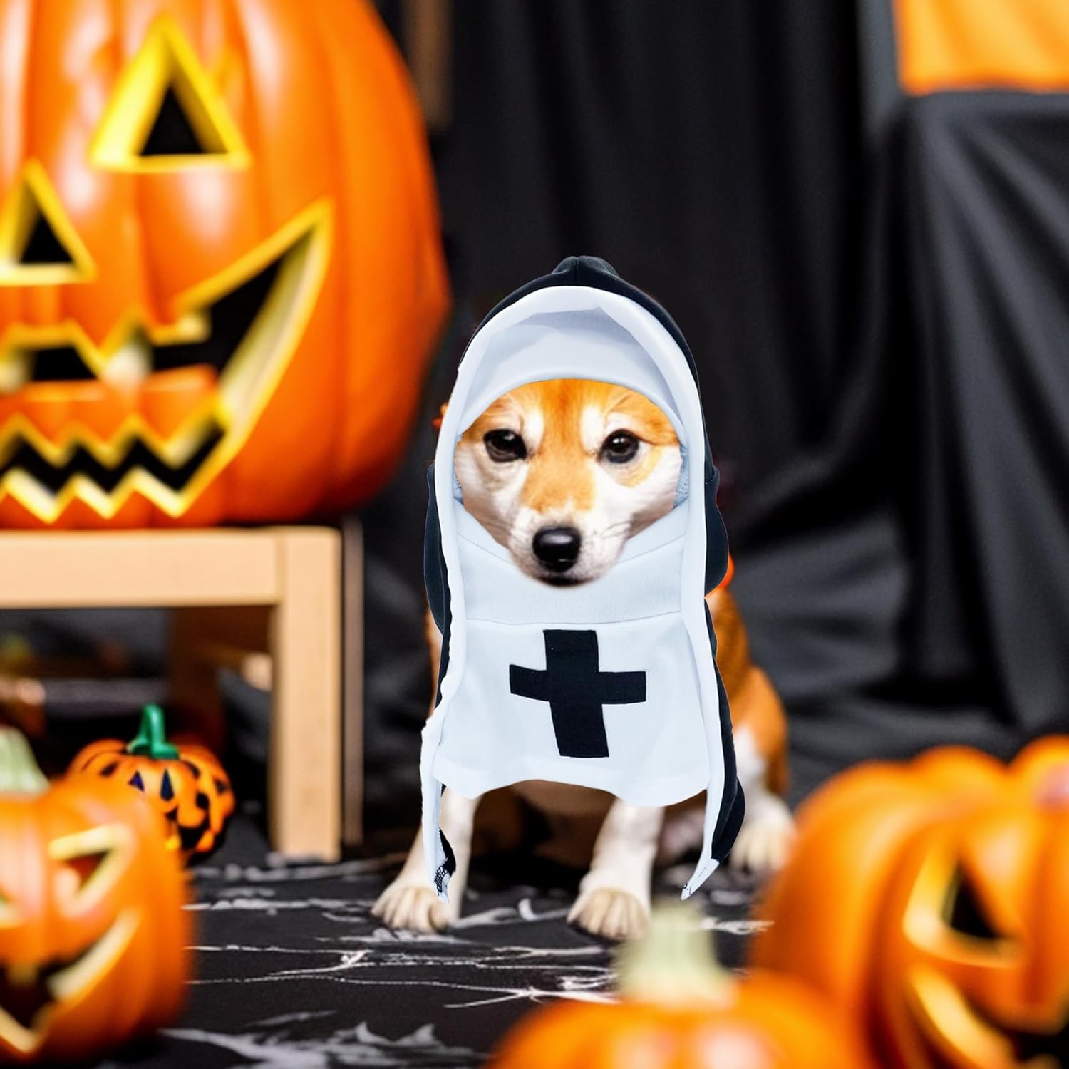 Nun Dog Costume – Black & White Halloween Cosplay Outfit
