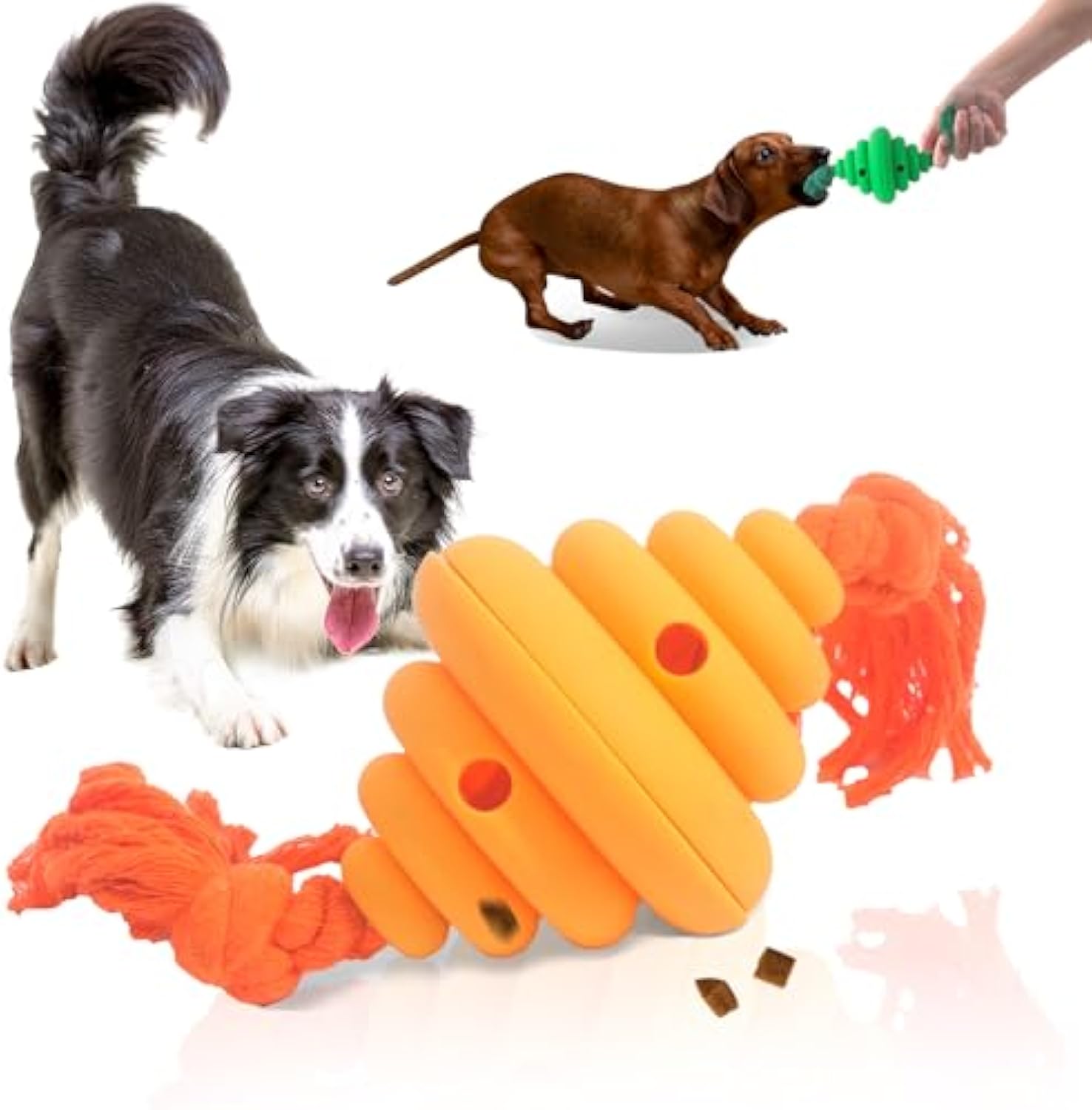 Interactive Dog Ball with Rope – Treat Dispensing Chew & Tug Toy