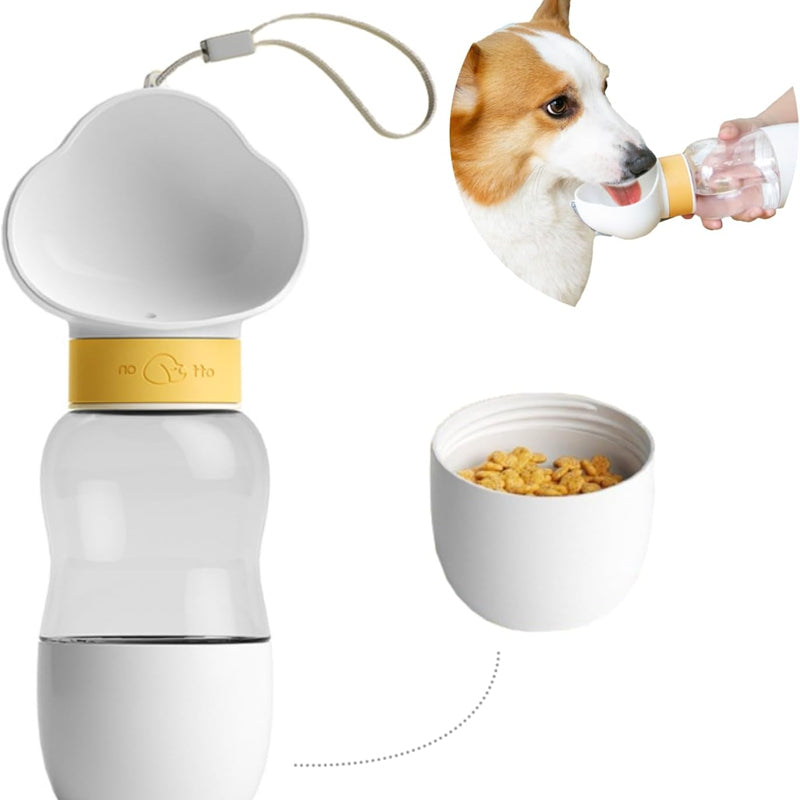 2-in-1 Portable Dog Water Bottle with Food Container, Leak-Proof Pet Water Dispenser for Dogs and Cats, Outdoor Travel Water Bottle for Walking, Hiking, Camping & Daily Use