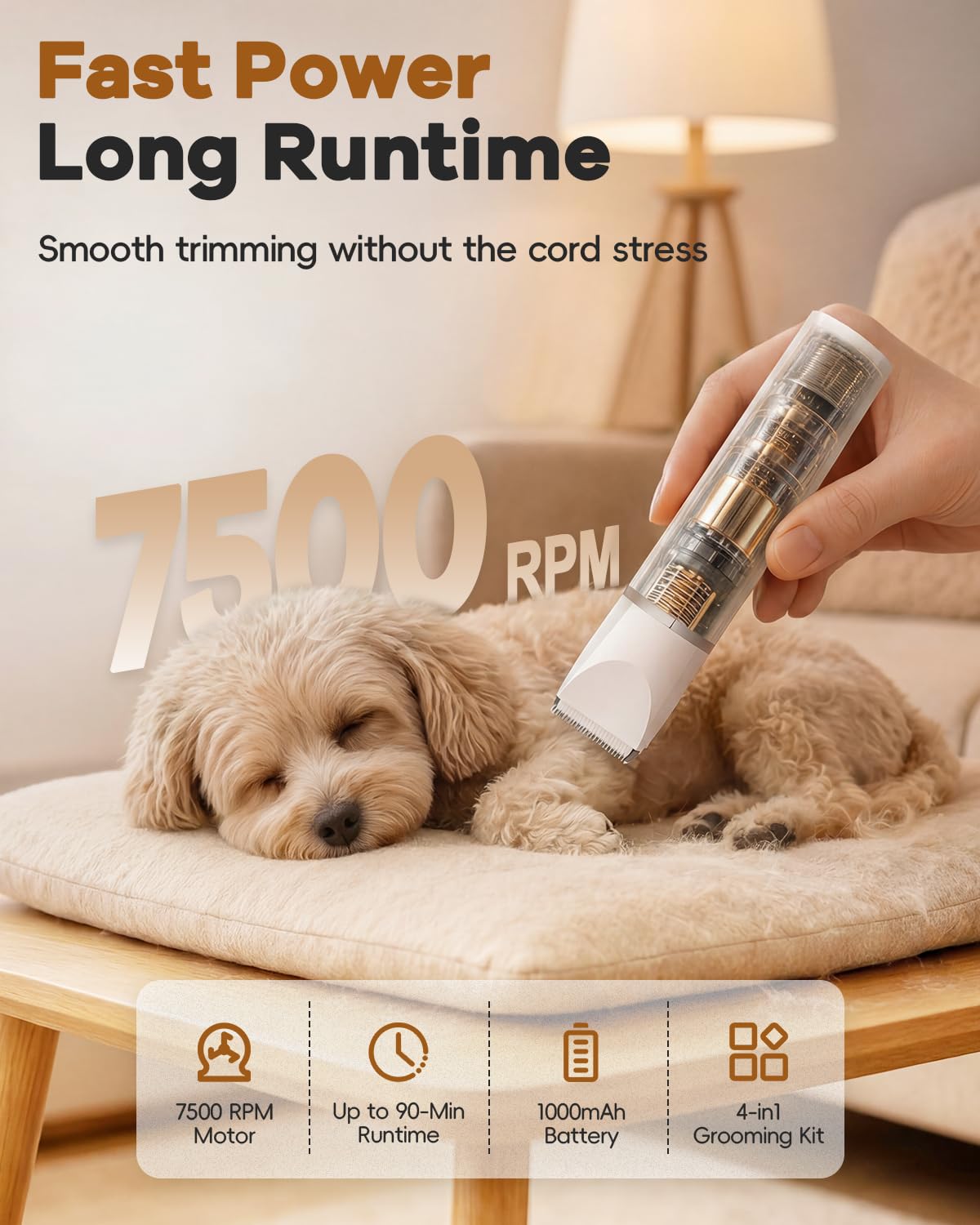 4-in-1 Pet Grooming Clipper – Quiet Hair Trimmer & Nail Grinder for Dogs & Cats