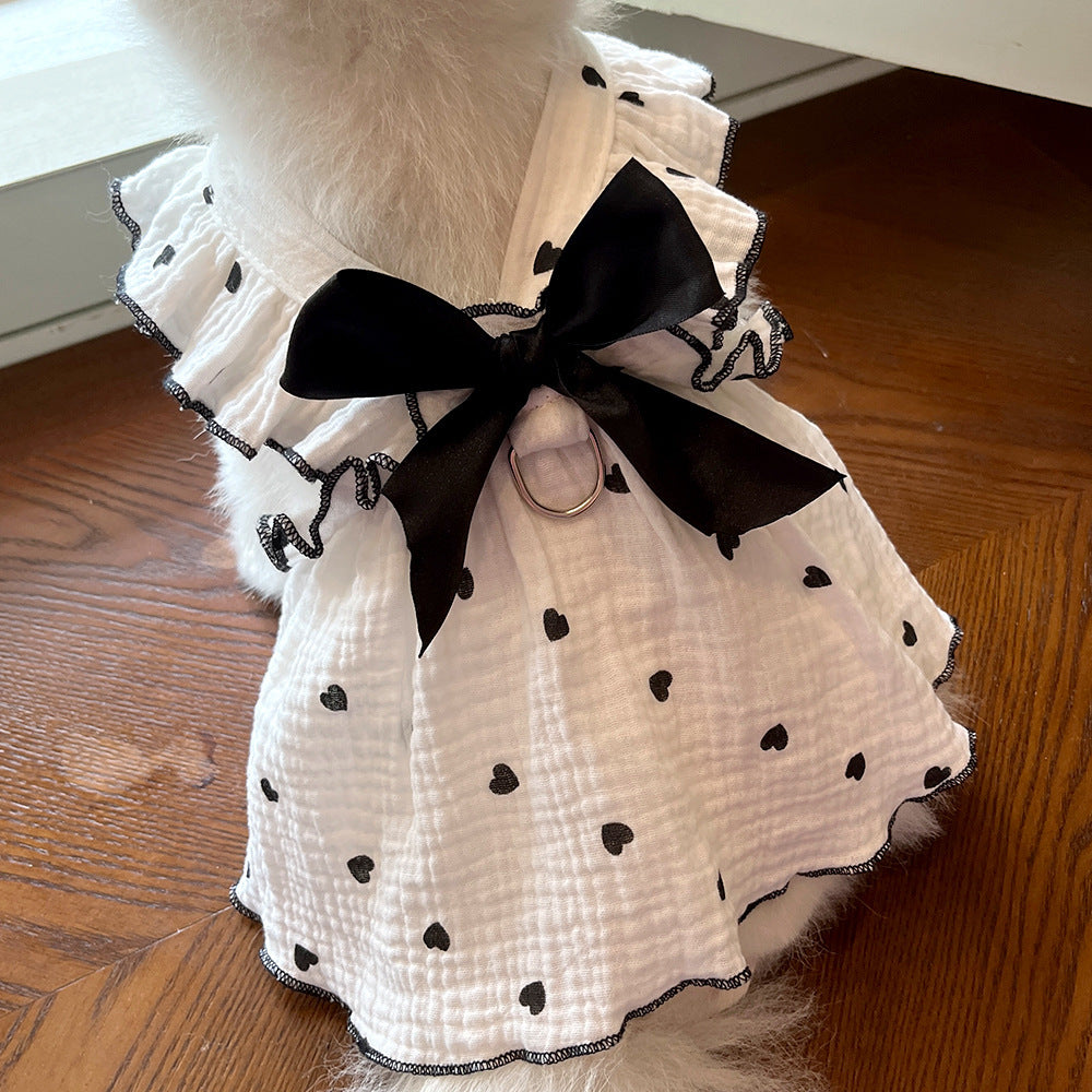 Love Floral Pet Dress – Cute Cotton Heart Print Dress