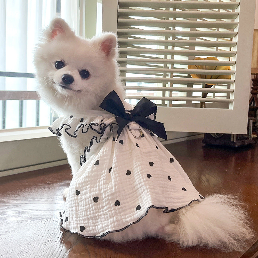 Love Floral Pet Dress – Cute Cotton Heart Print Dress