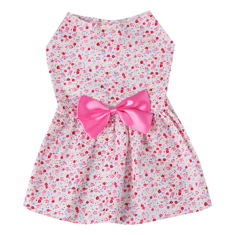 Princess Bow Pet Skirt – Cute Floral Outfit