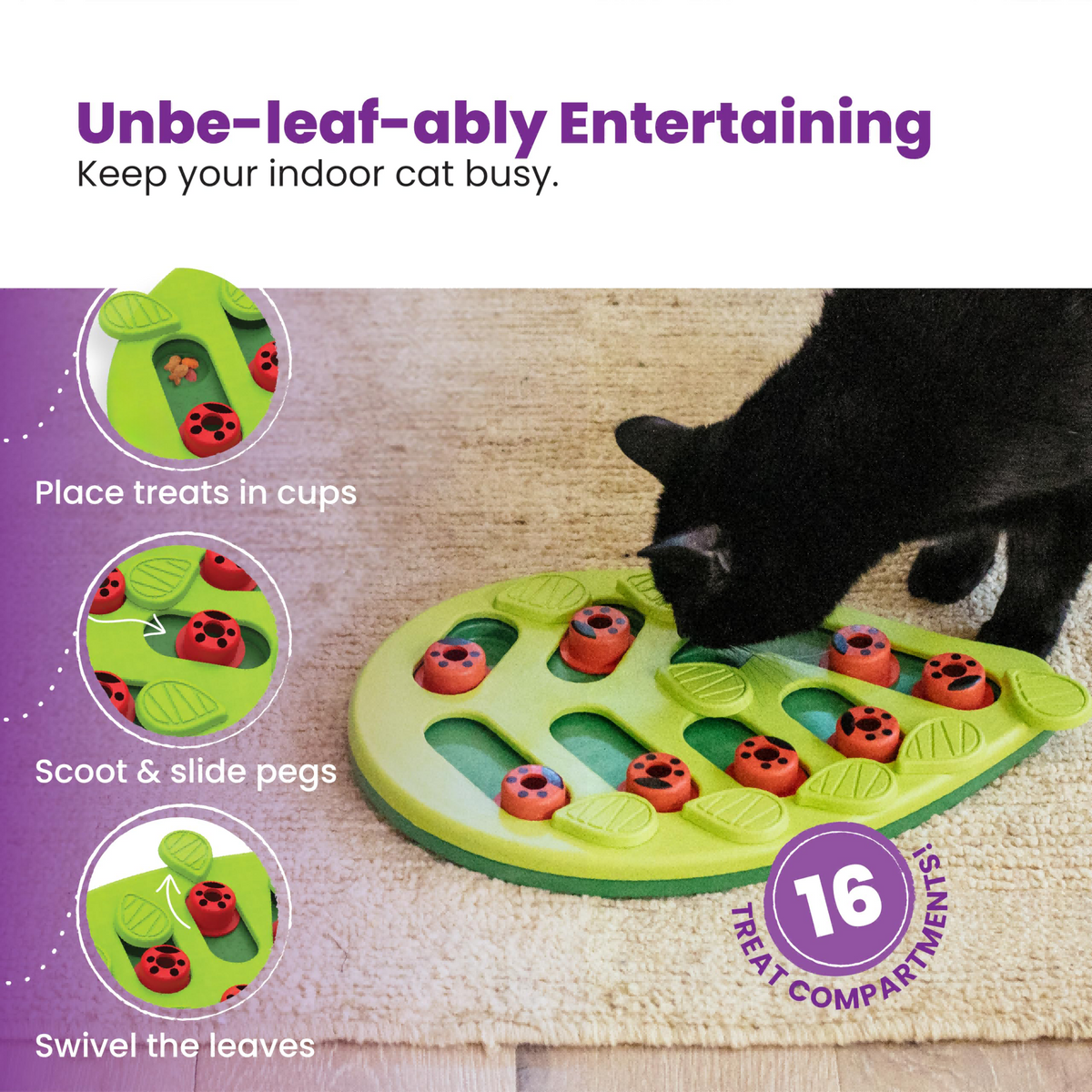 Interactive Cat Puzzle Feeder – Level 2 Treat & Slow Feeding Enrichment Toy