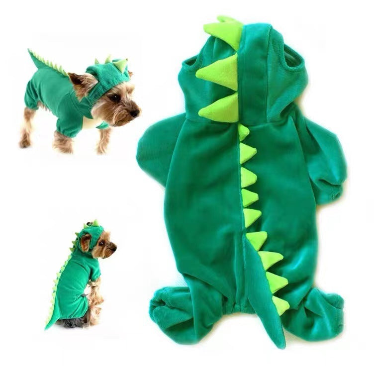 Halloween Dinosaur Pet Costume – Stretchy Cartoon Dog & Cat Outfit
