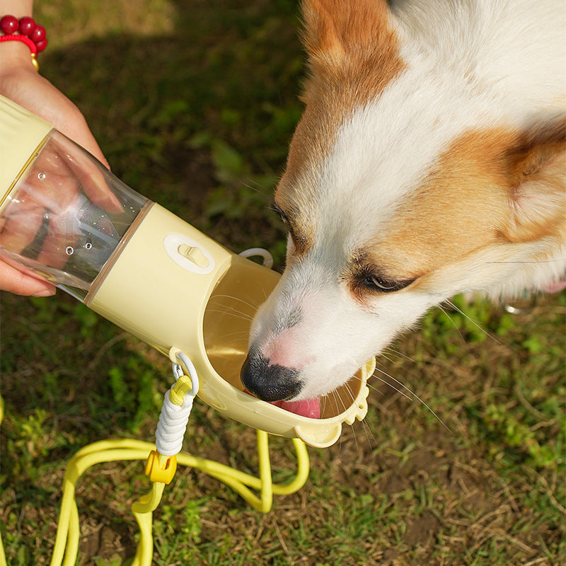 2-in-1 Portable Dog Water Bottle with Food Container, Leak-Proof Travel Pet Water Dispenser for Small and Large Dogs & Cats, Outdoor Drinking Bottle for Walking, Hiking & Travel