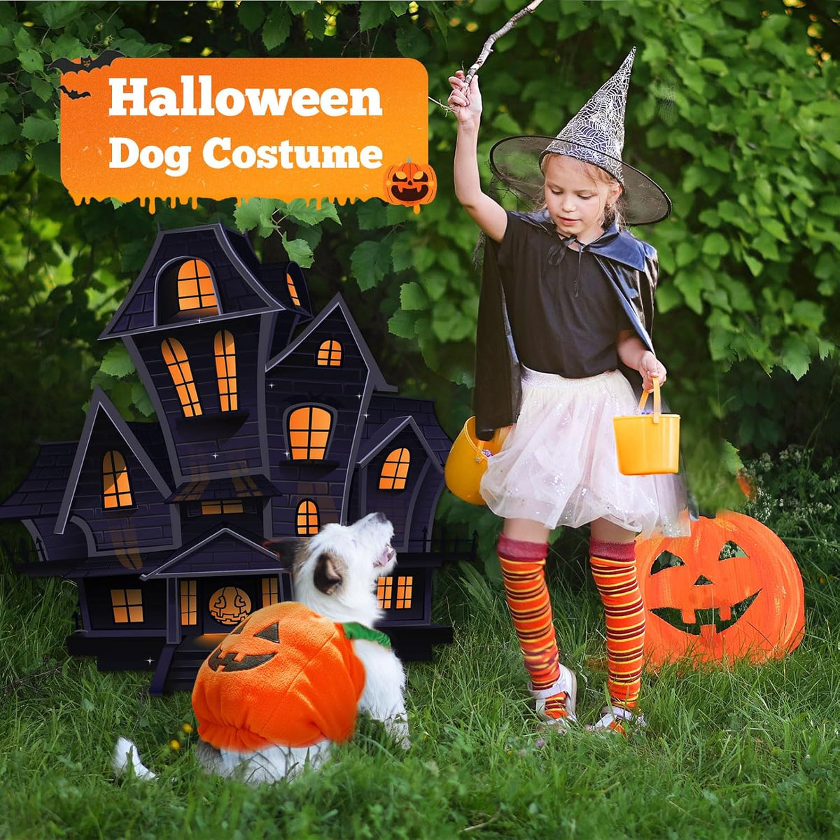 Pumpkin Halloween Pet Costume – Plush Dog & Cat Outfit