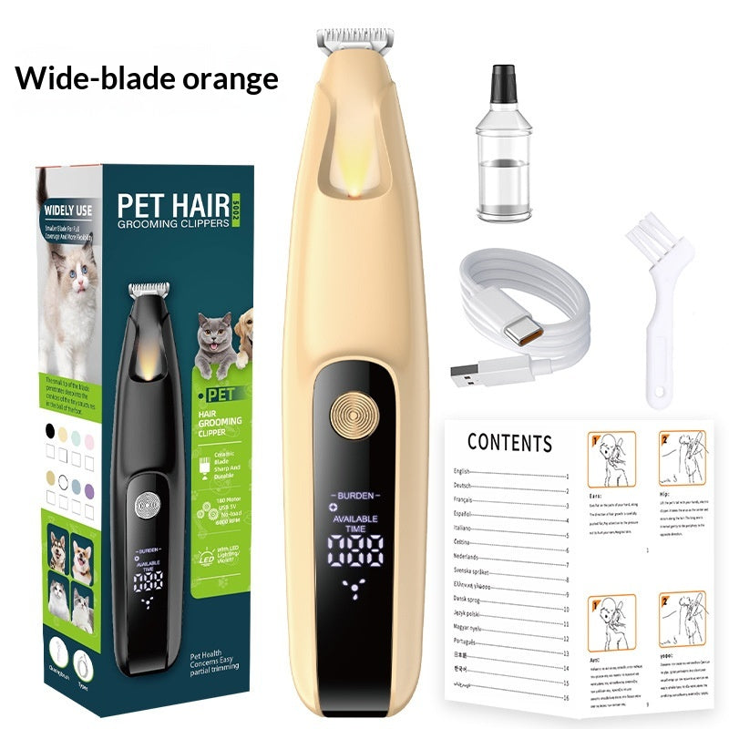 Digital Display Pet Hair Clipper – Wide Blade Rechargeable Grooming Trimmer for Dogs & Cats