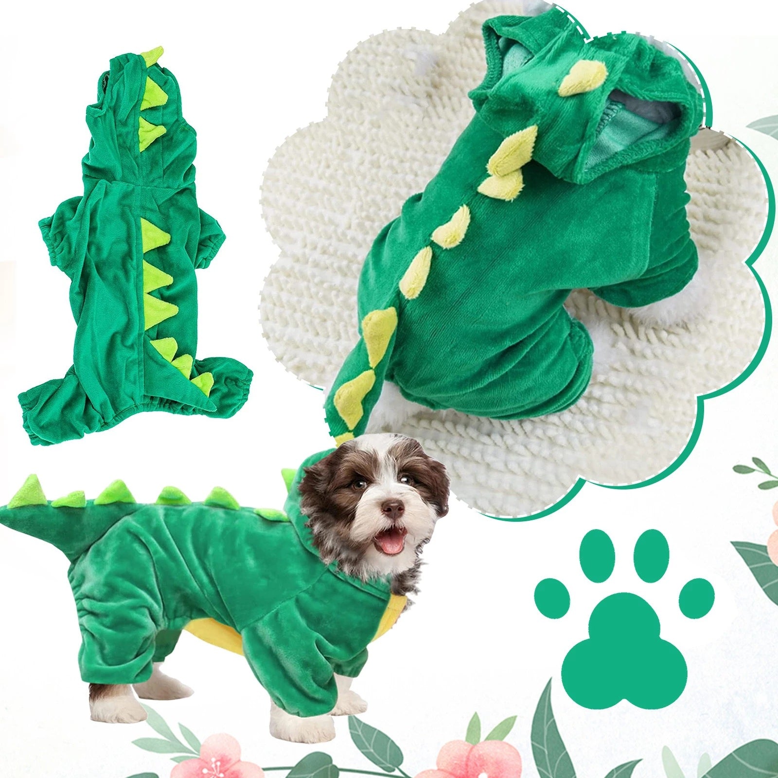 Halloween Dinosaur Pet Costume – Stretchy Cartoon Dog & Cat Outfit