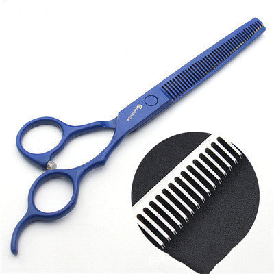 Pet Supplies 7 inch pet grooming scissors A pair of dark blue 7 inch pet grooming scissors with textured handles on white background