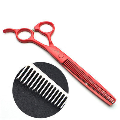 Pet Supplies 7 inch pet grooming scissors A pair of red rose 7 inch pet grooming scissors with textured handles.