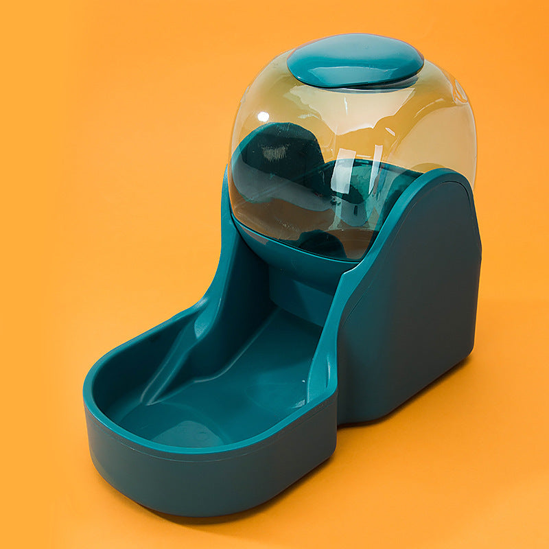 Pet Supplies Automatic Pet Feeder & Water Fountain of dark green with light yellow background