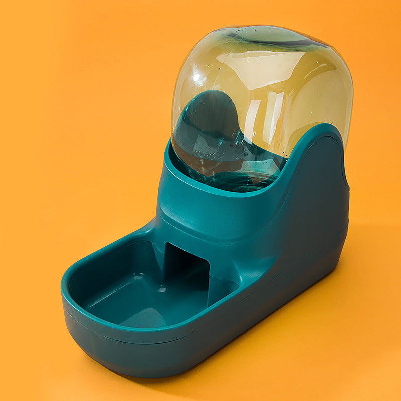 Pet Supplies Automatic Pet Feeder & Water Fountain of gray blue with orange background