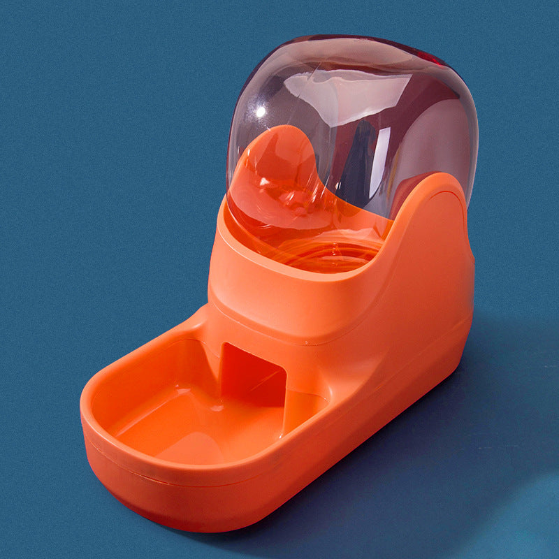Pet Supplies Automatic Pet Feeder & Water Fountain of orange color with dark green background