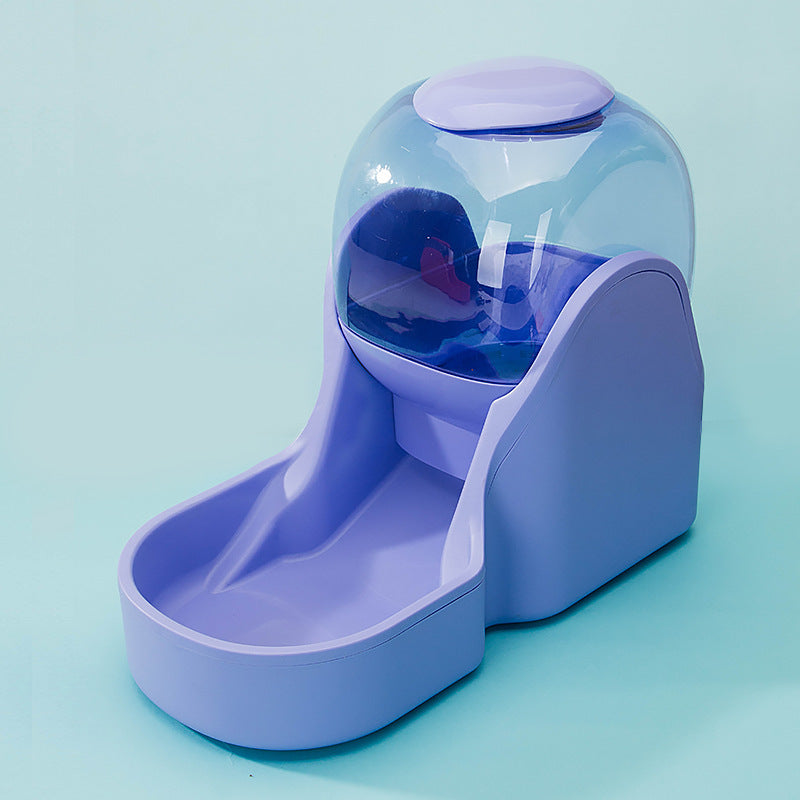Pet Supplies Automatic Pet Feeder & Water Fountain of purple color with light blue background view