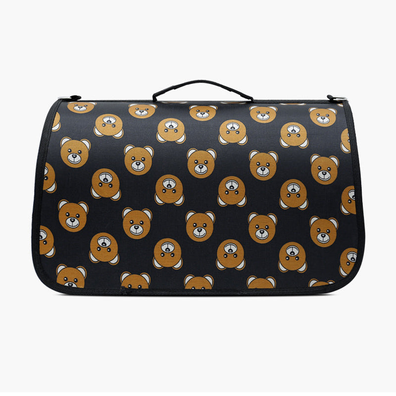 Pet Supplies Cartoon Diagonal Pet Bag with different pattern on the bag, Black Color on white background
