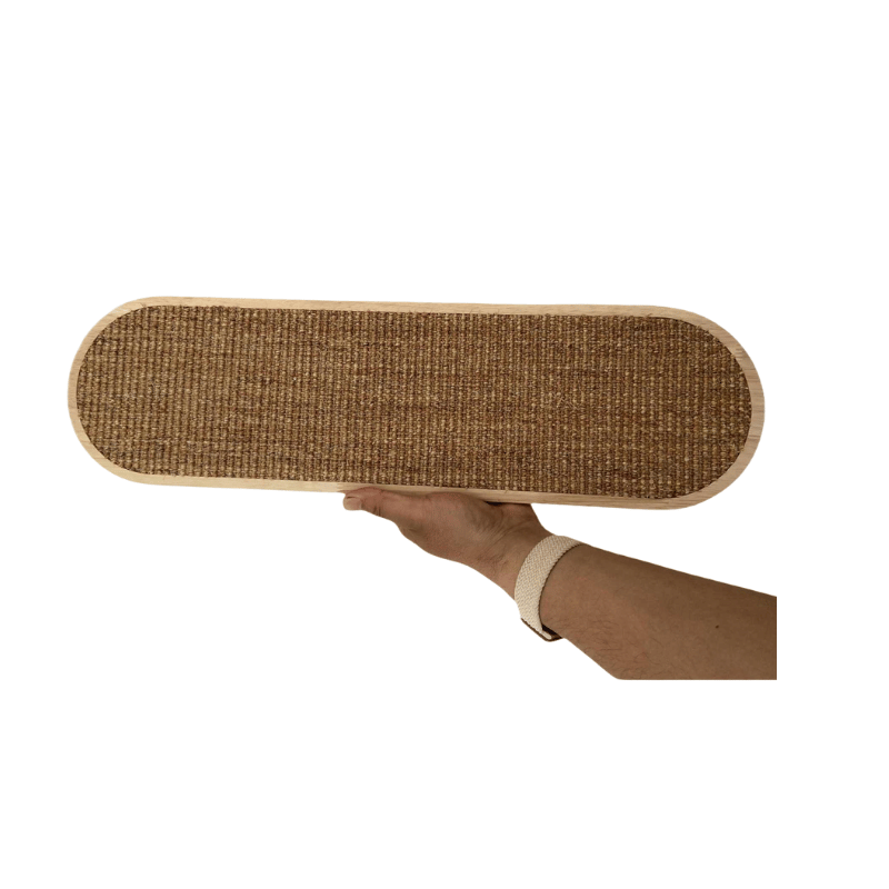 Pet Supplies Happy Pet Cat Scratch Board A beige cat scratch board with a textured surface, being held by a hand.