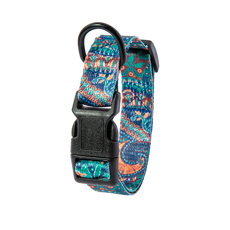 Pet Supplies Happy Pet Happy Dog Neck Collar A multicolored striped dog neck collar with a black plastic buckle and metal ring, a medium size view on white background
