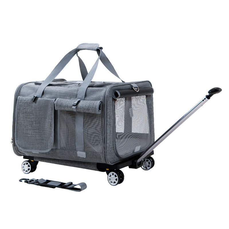 Pet Supplies Large Pet Trolley Bag Cat light gray with white background view