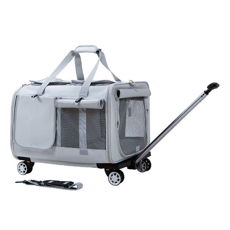 Pet Supplies Large Pet Trolley Bag Cat light grey color