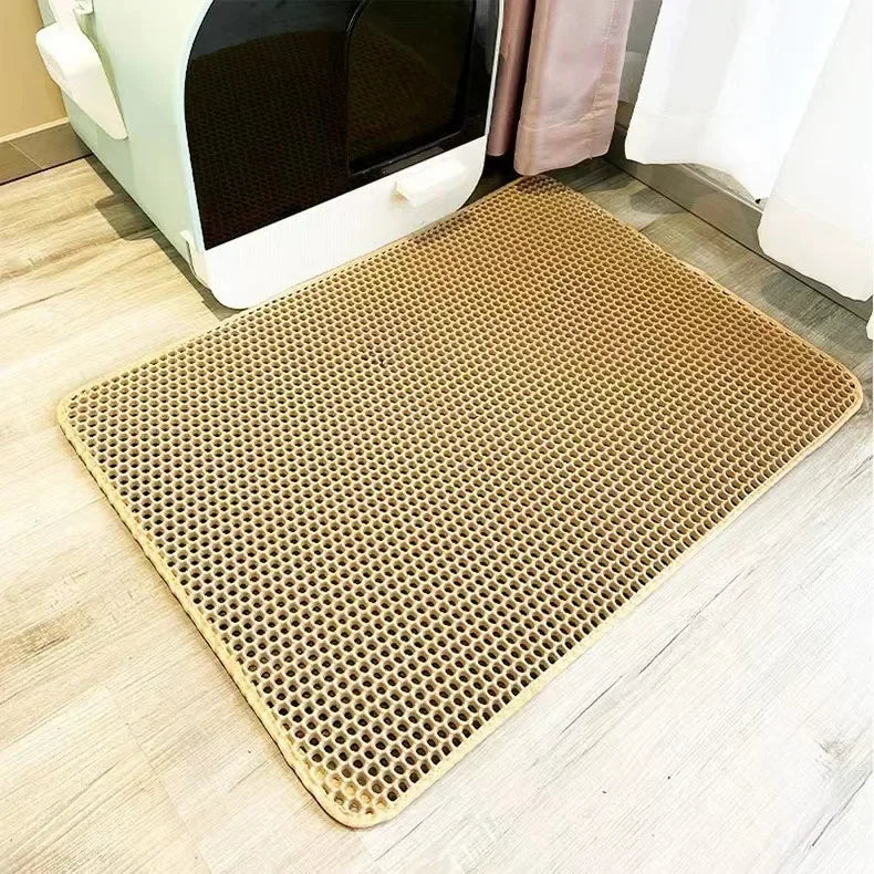 Pet Supplies Large Size Cat Litter Mat on the floor with brown mat