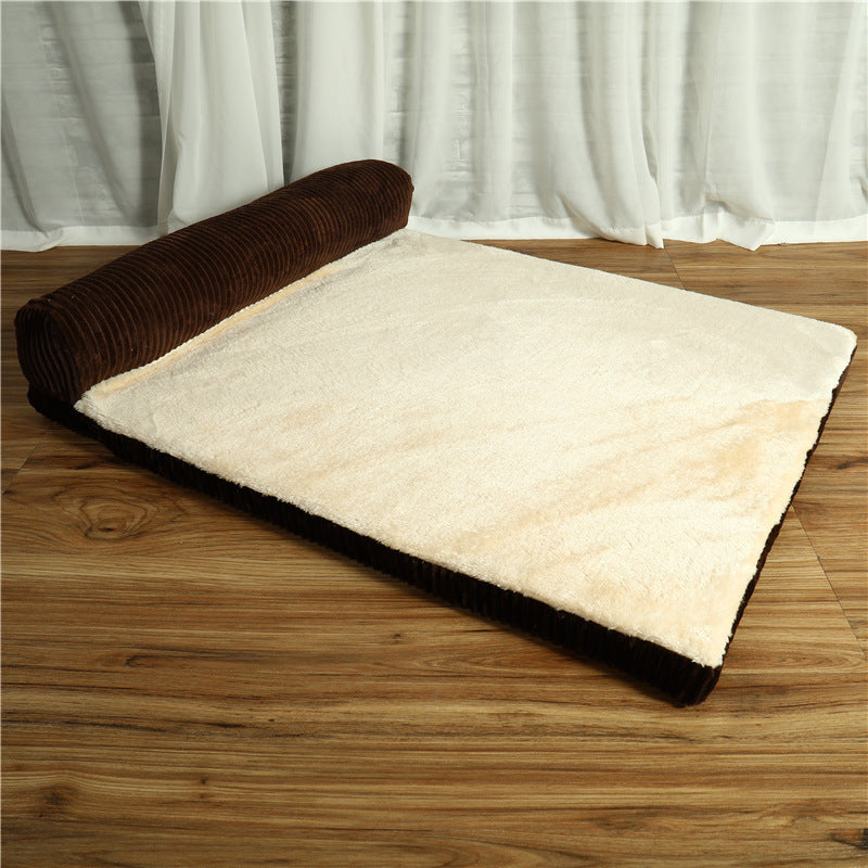 Pet Supplies Pet Dog Bed A light brown retriever laying on a rectangular is a vertical position