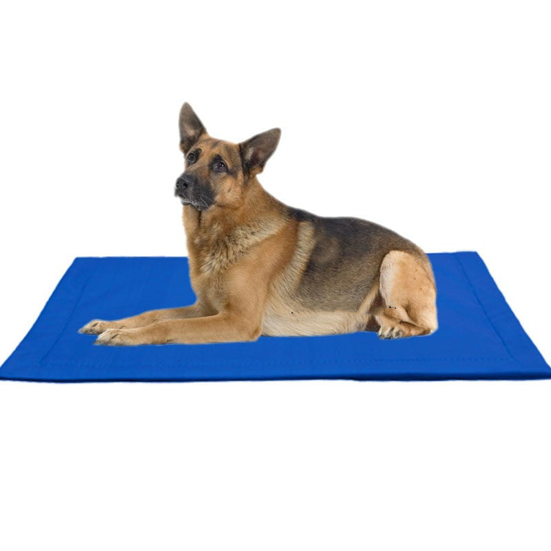 Pet Supplies Pet Dog Resistant Mat A dog lying on a Blue, rectangular, anti-bite, moisture-proof dog mat.