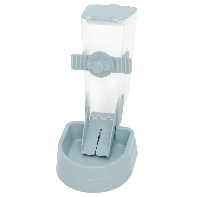 Pet Supplies Pet Hanging Feeder A light green Happy Pet hanging feeder with a clear food container and a white base.