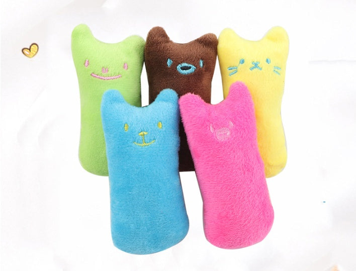 Pet Supplies Pillow Interactive Cat Toy series of colorful plush cat toys in various colors in a standing position with white background view