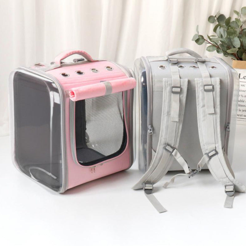 Pet Supplies Space Capsule two Cat Bag, color pink and gray