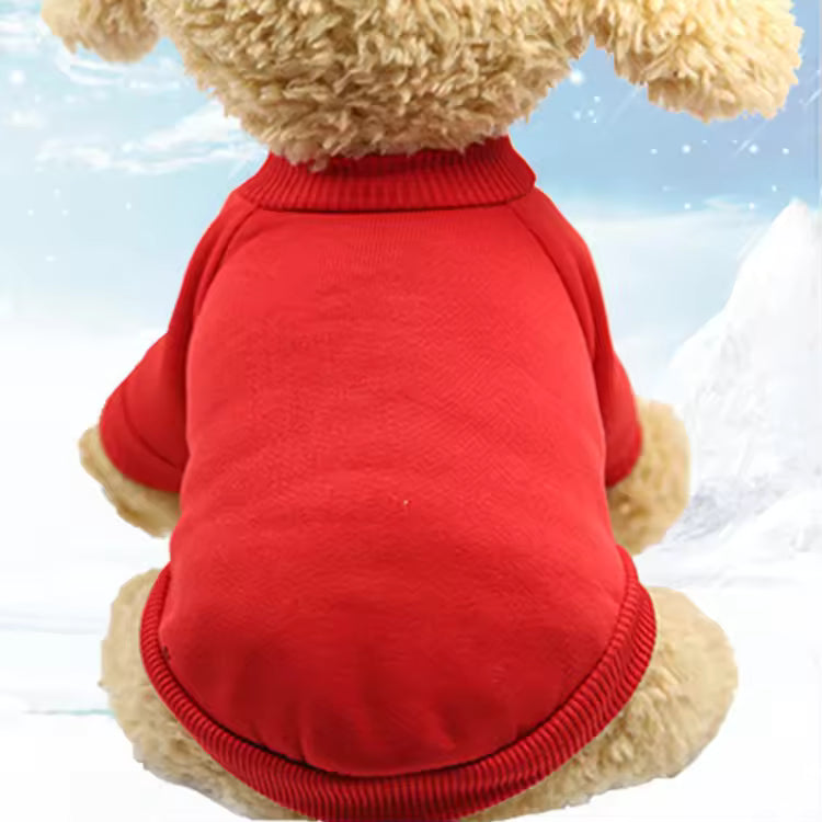Pet Supplies Warm Fleece Hooded Pet Hoodie red pet hoodie with a mannequin against a white background