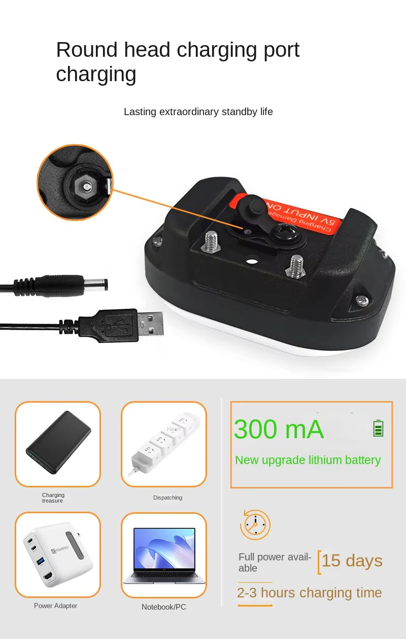 Pet Supplies Waterproof Anti-Bark Dog Training Collar Black electronic device with charging port and battery information on a white background