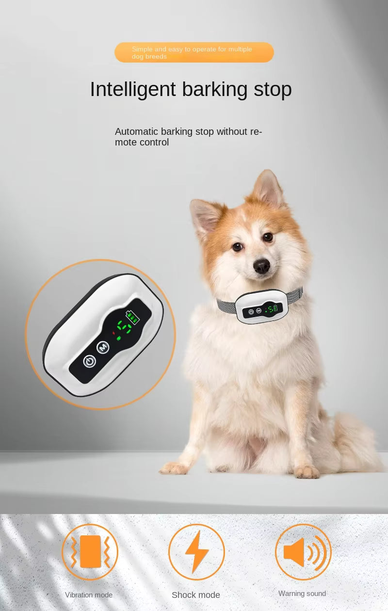 Pet Supplies Waterproof Anti-Bark Dog Training Collar Dog collar with electronic device for intelligent barking stop on a gray background