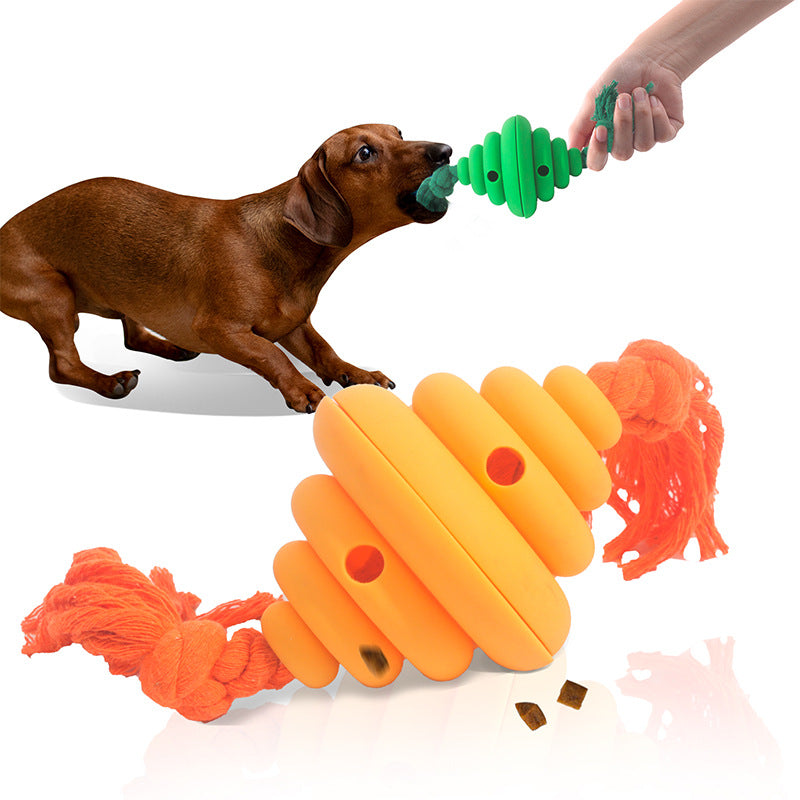 Interactive Dog Ball with Rope – Treat Dispensing Chew & Tug Toy