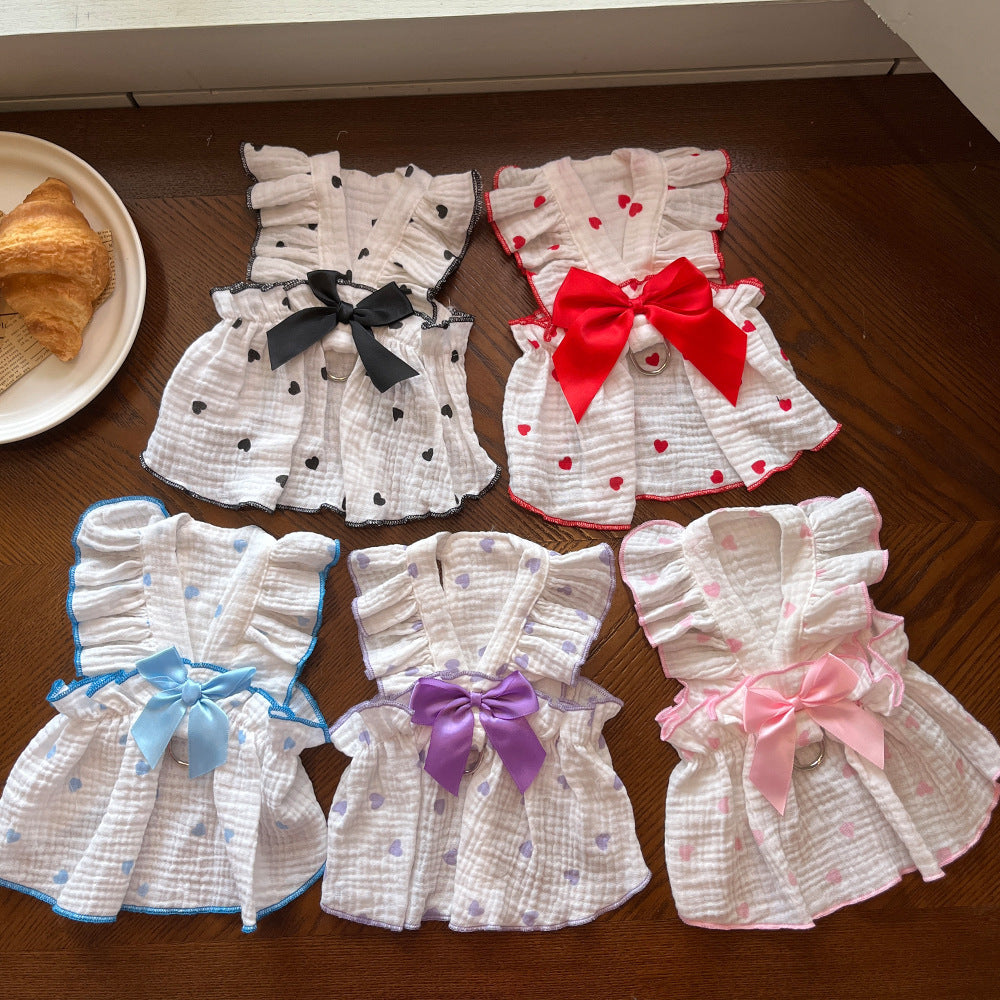 Love Floral Pet Dress – Cute Cotton Heart Print Dress