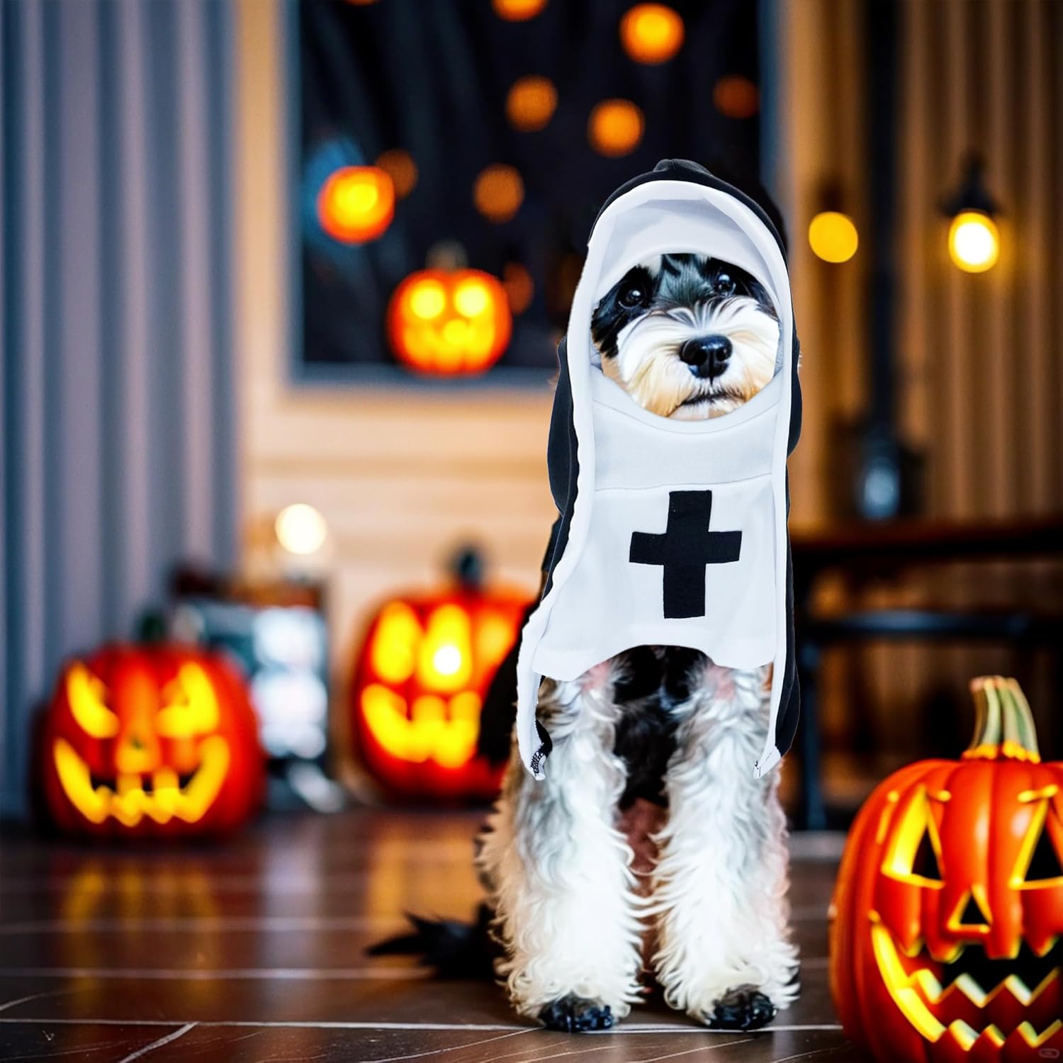 Nun Dog Costume – Black & White Halloween Cosplay Outfit