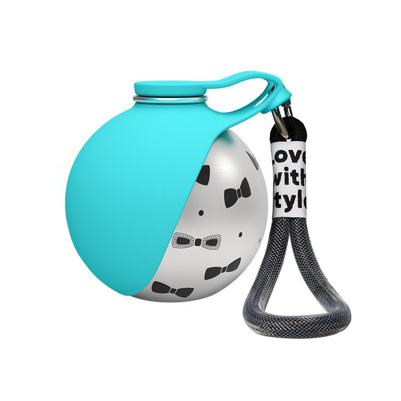 Portable Dog Water Bottle 10oz Stainless Steel Travel Dog Water Dispenser with Silicone Bowl, Leak-Proof No-Spill Puppy Water Bottle for Walking, Hiking, Camping & Travel