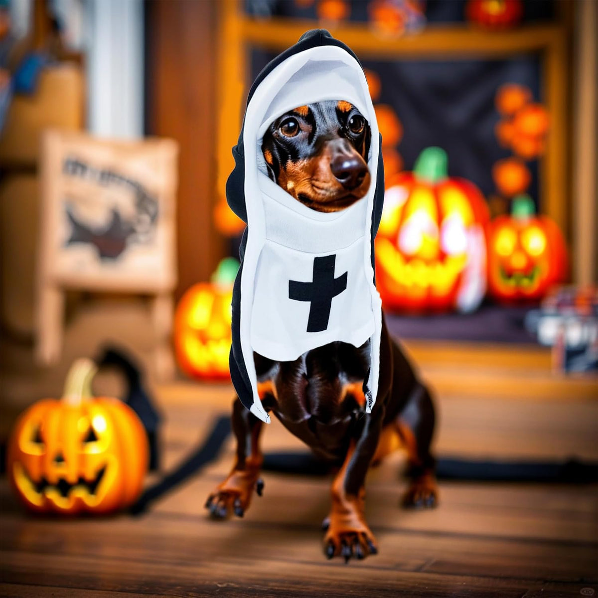 Nun Dog Costume – Black & White Halloween Cosplay Outfit
