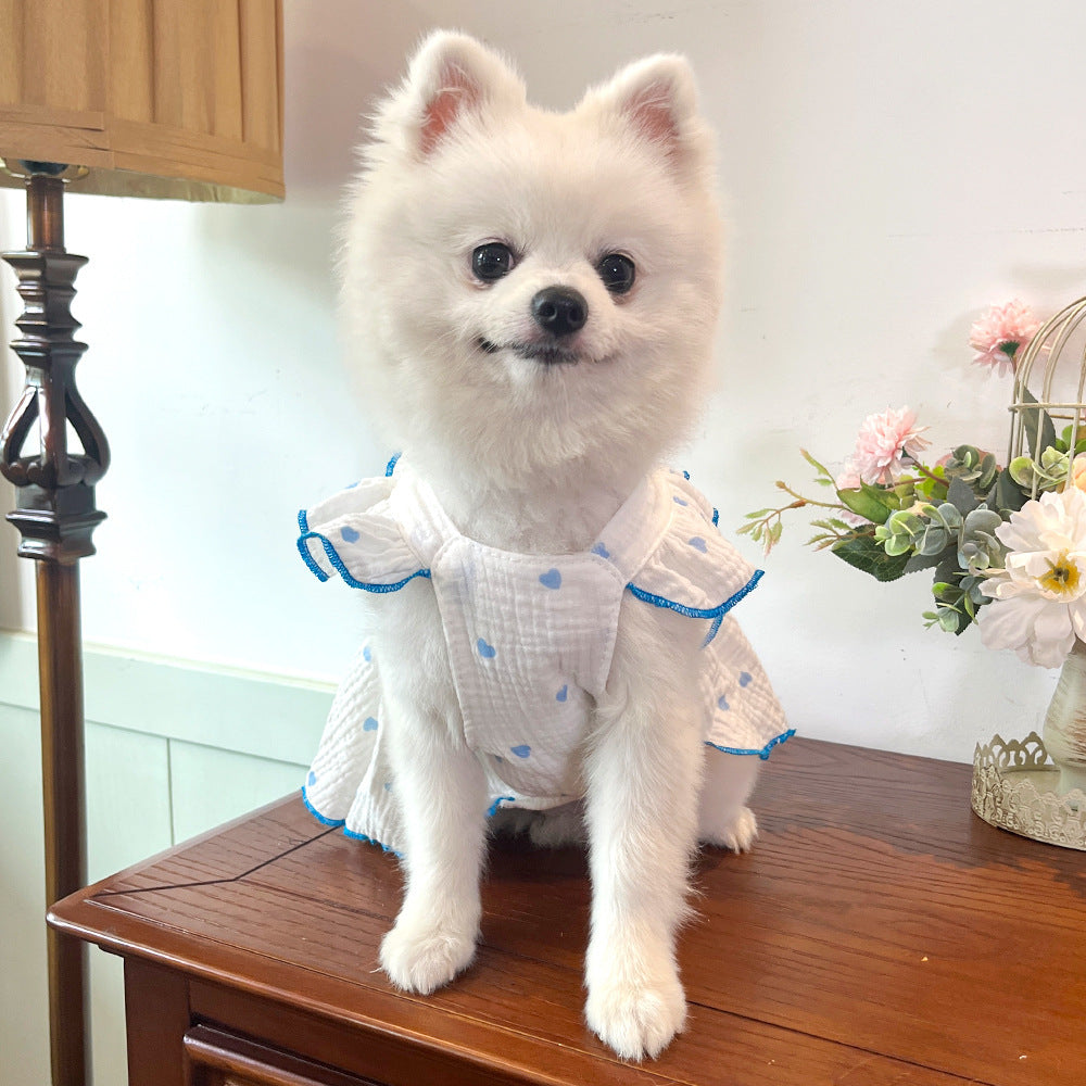 Love Floral Pet Dress – Cute Cotton Heart Print Dress
