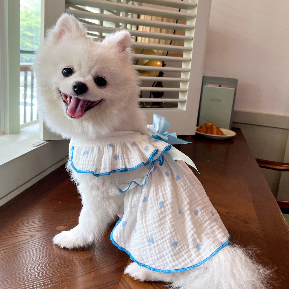 Love Floral Pet Dress – Cute Cotton Heart Print Dress