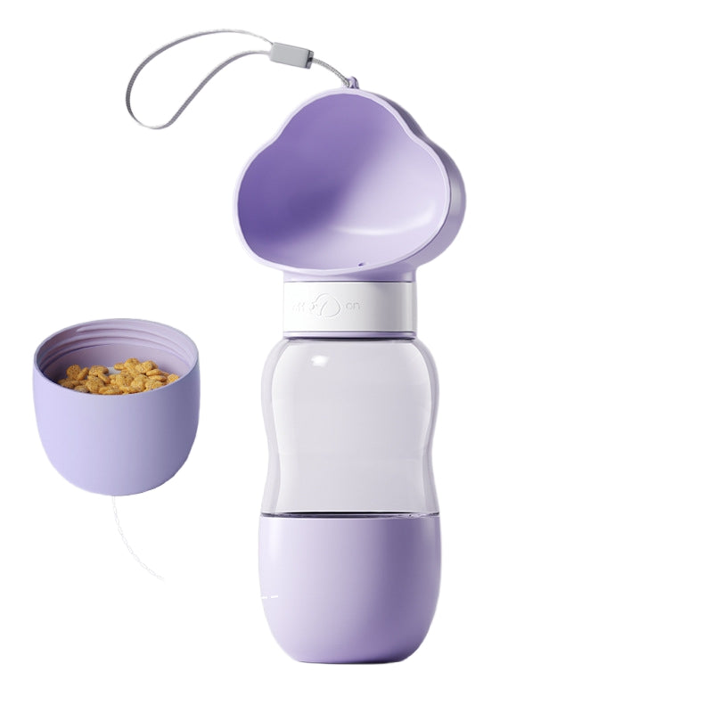 2-in-1 Portable Dog Water Bottle with Food Container, Leak-Proof Pet Water Dispenser for Dogs and Cats, Outdoor Travel Water Bottle for Walking, Hiking, Camping & Daily Use