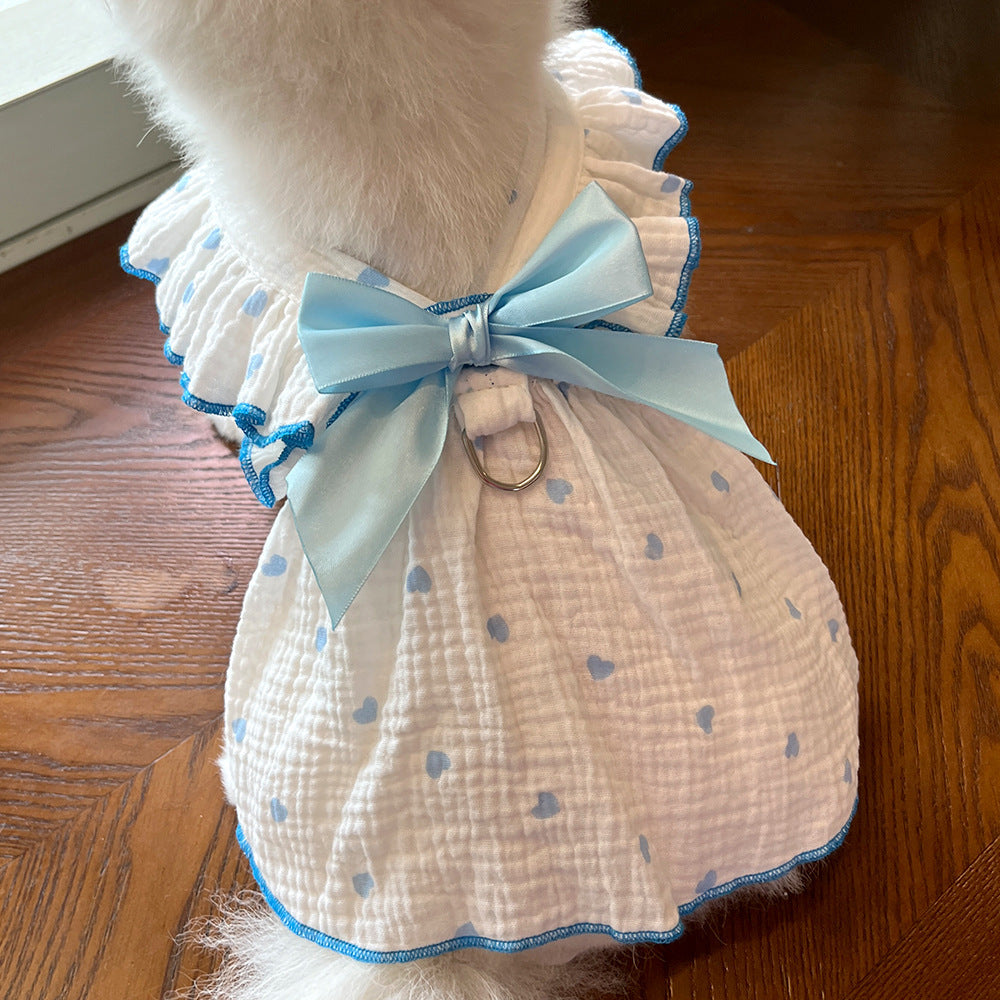 Love Floral Pet Dress – Cute Cotton Heart Print Dress