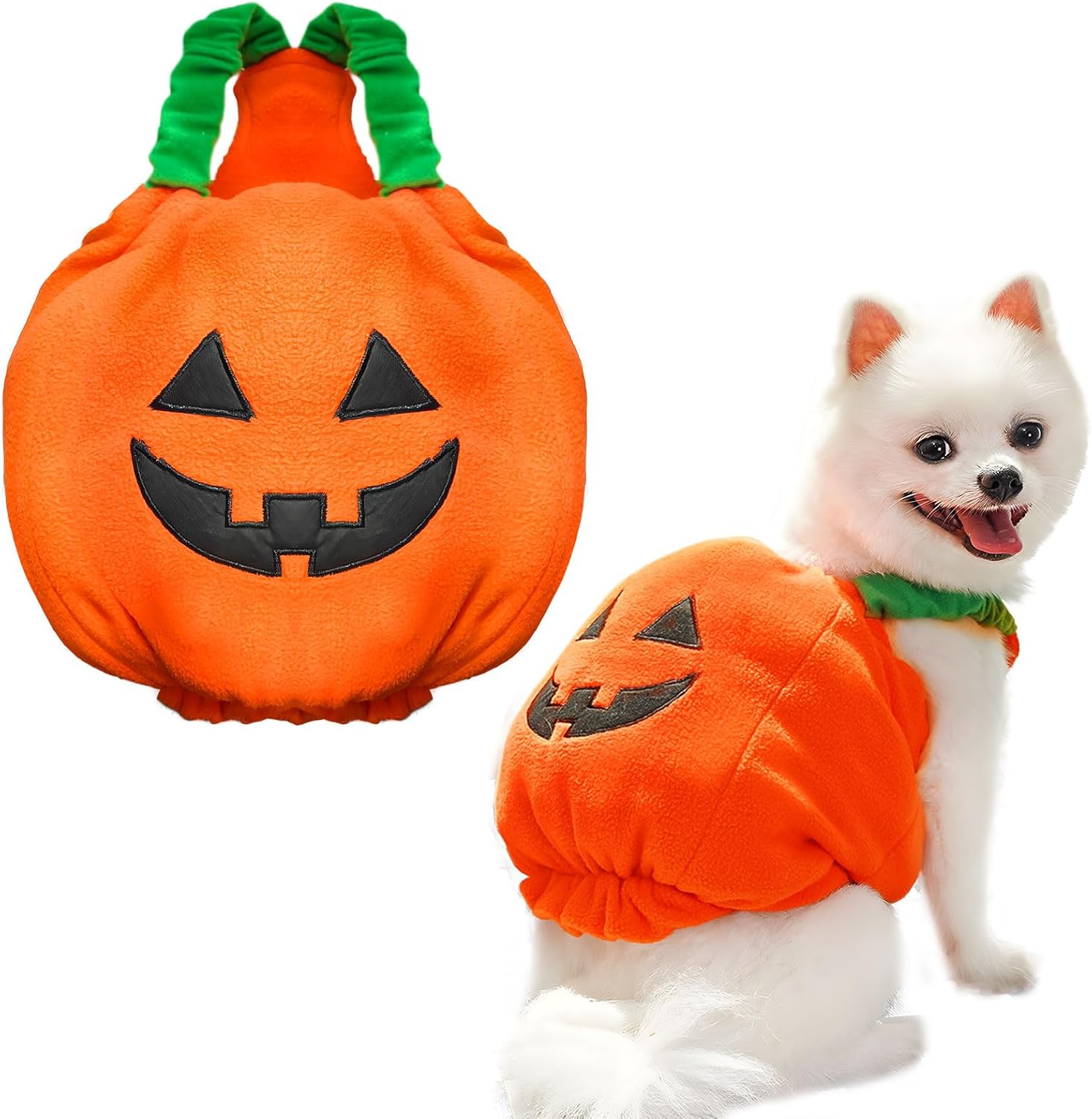 Pumpkin Halloween Pet Costume – Plush Dog & Cat Outfit