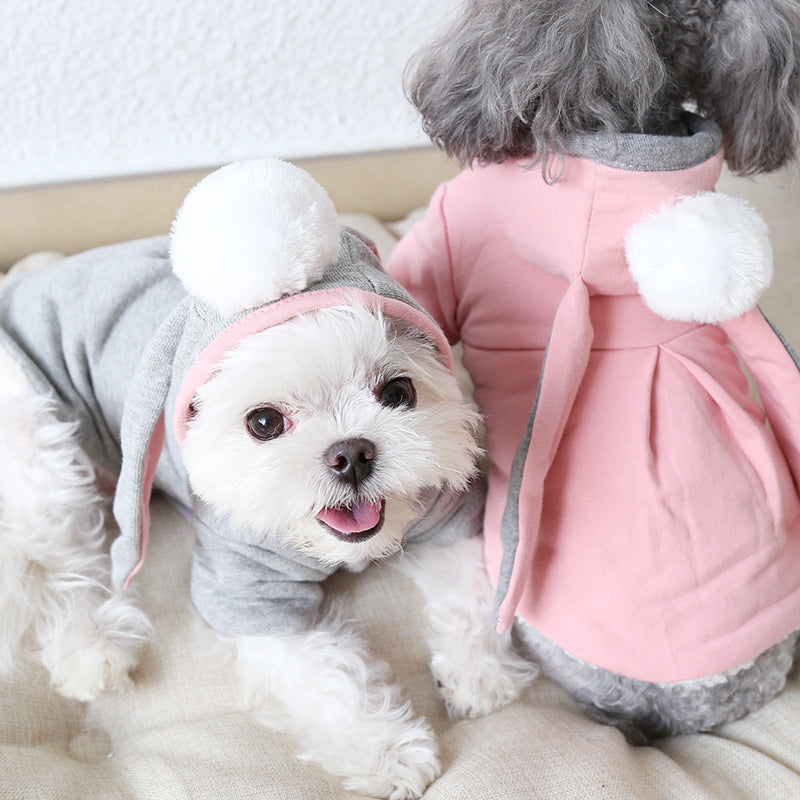 Bunny Ear Pet Sweater – Soft Cotton Dog & Cat Clothes