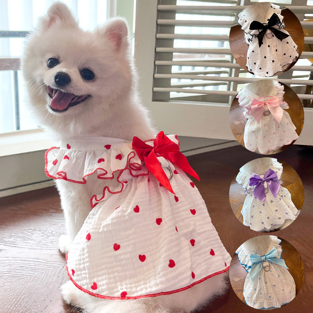 Love Floral Pet Dress – Cute Cotton Heart Print Dress