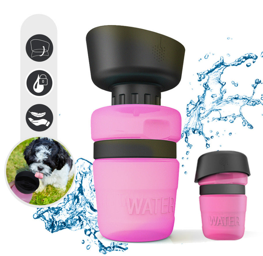 Portable Dog Water Bottle , Leak-Proof Travel Pet Water Dispenser with Foldable Drinking Bowl, Food-Grade Water Bottle for Dogs and Cats, Ideal for Walking, Hiking and Travel