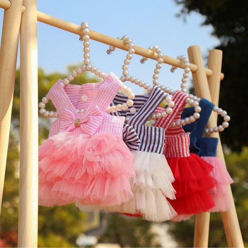 Striped Mesh Pet Dress – Cute Casual Dog Outfit