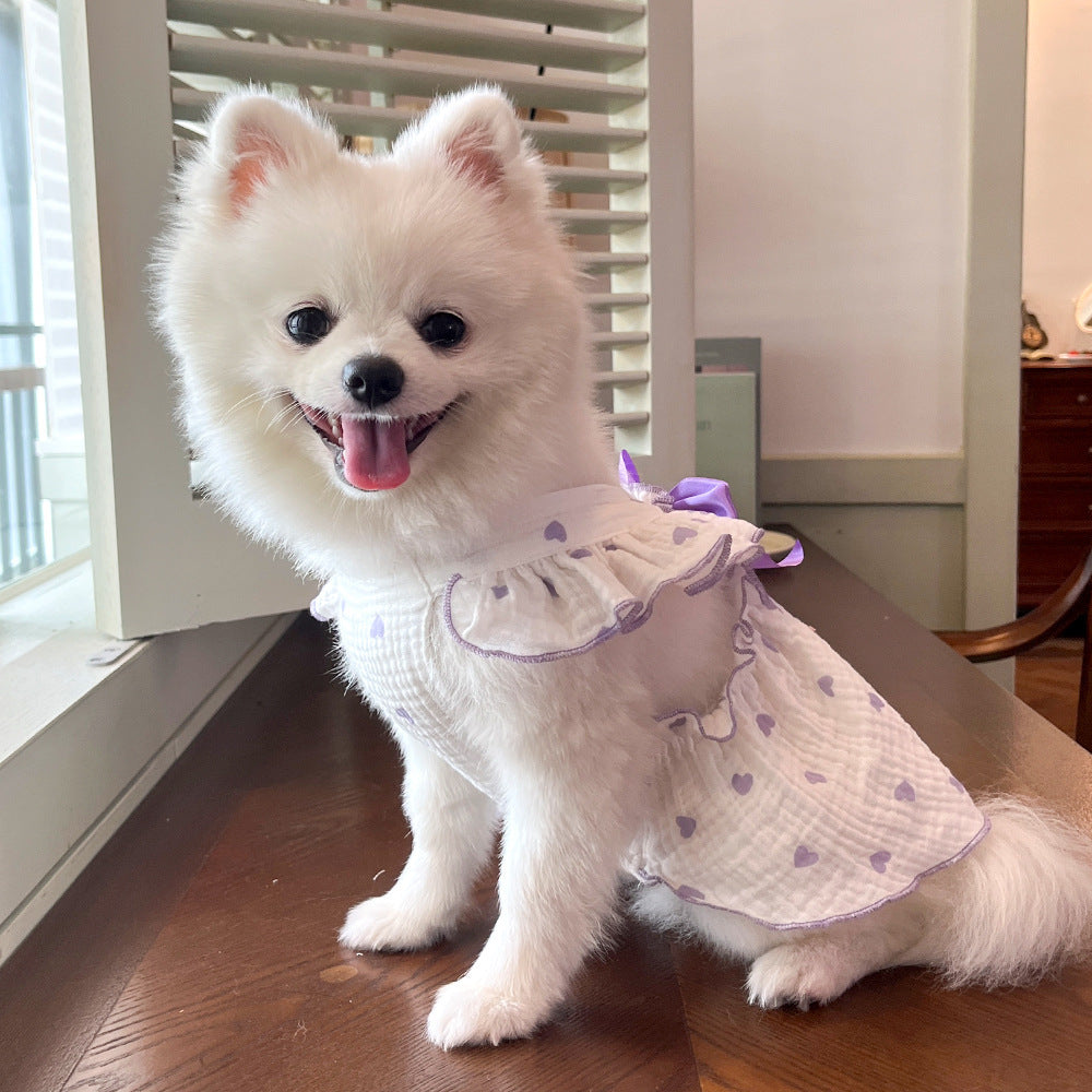 Love Floral Pet Dress – Cute Cotton Heart Print Dress