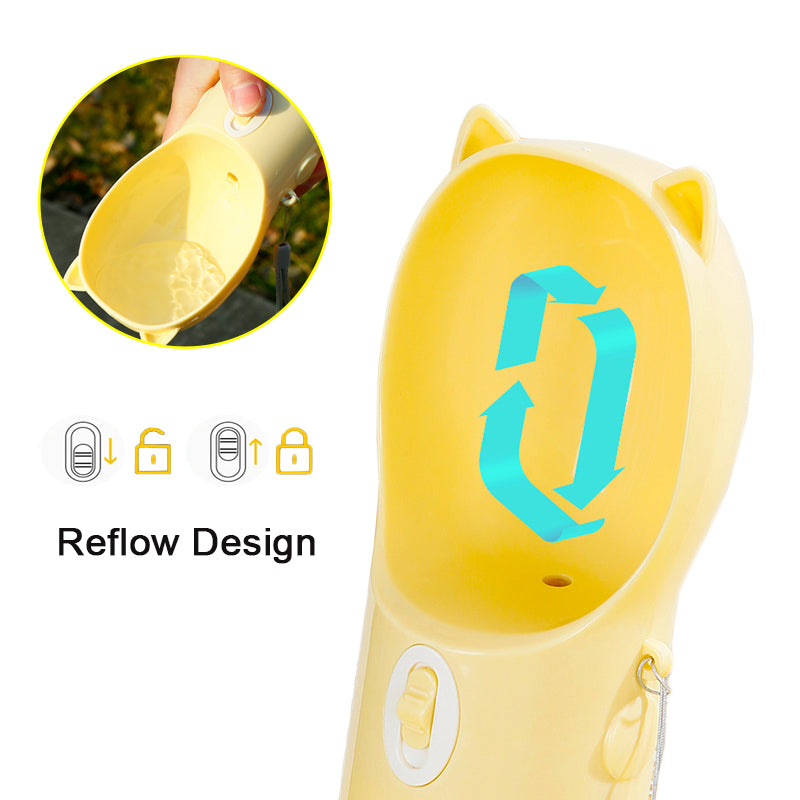 2-in-1 Portable Dog Water Bottle with Food Container, Leak-Proof Travel Pet Water Dispenser for Small and Large Dogs & Cats, Outdoor Drinking Bottle for Walking, Hiking & Travel
