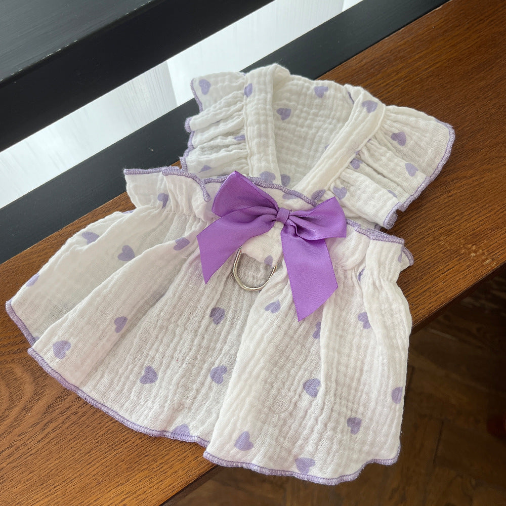 Love Floral Pet Dress – Cute Cotton Heart Print Dress
